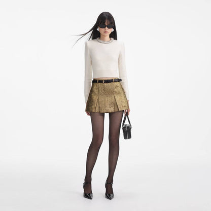 SP Embellished Crystal Cropped Sweater Jumper in Grey Argyle & Cream