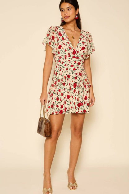 RX Sutton Flutter Sleeve Silk Mini Dress