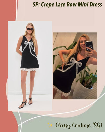 SP Crepe Lace Bow Mini Dress