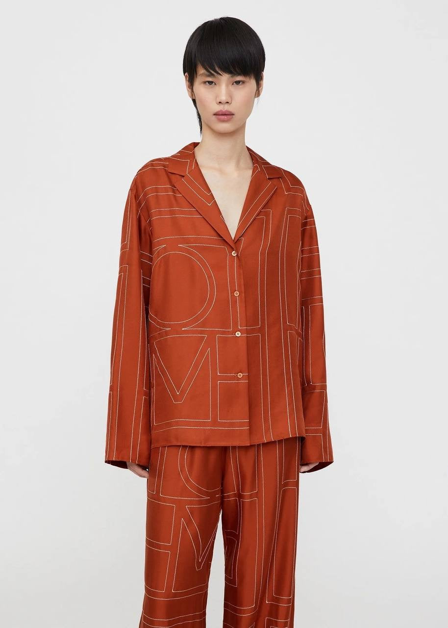 9 Colors! (PART 1/2) Tot Monogram Silk PJ Shirt Top | Shorts | Pants | Embroidered Set