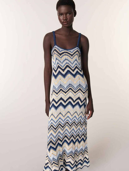 MJ Metallic Crochet-Knit Mizag Sleeveless Top | Rizag Strappy Midi Dress