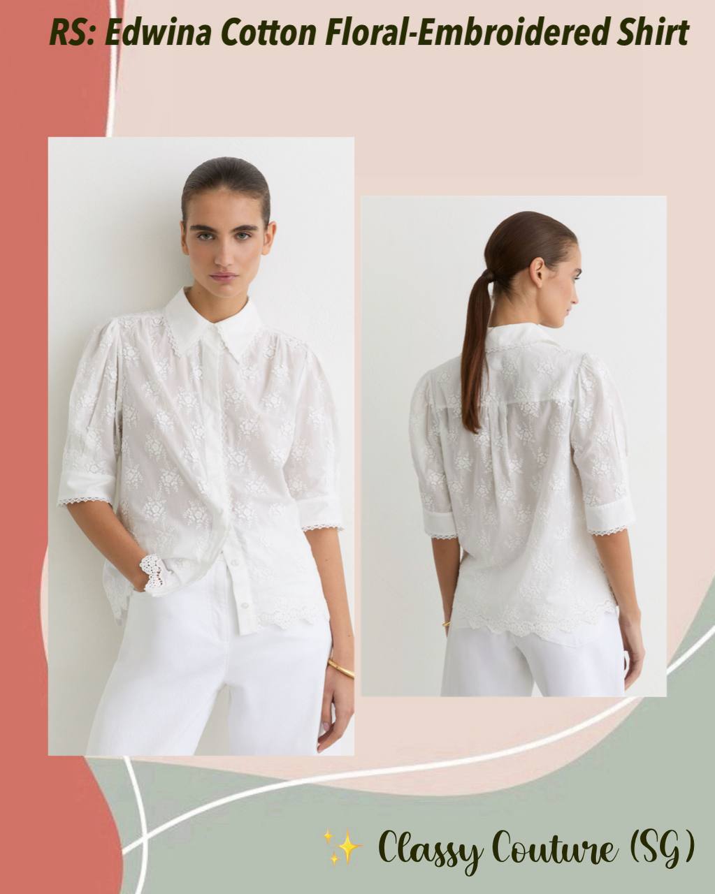 RS Edwina Cotton Floral-Embroidered Shirt
