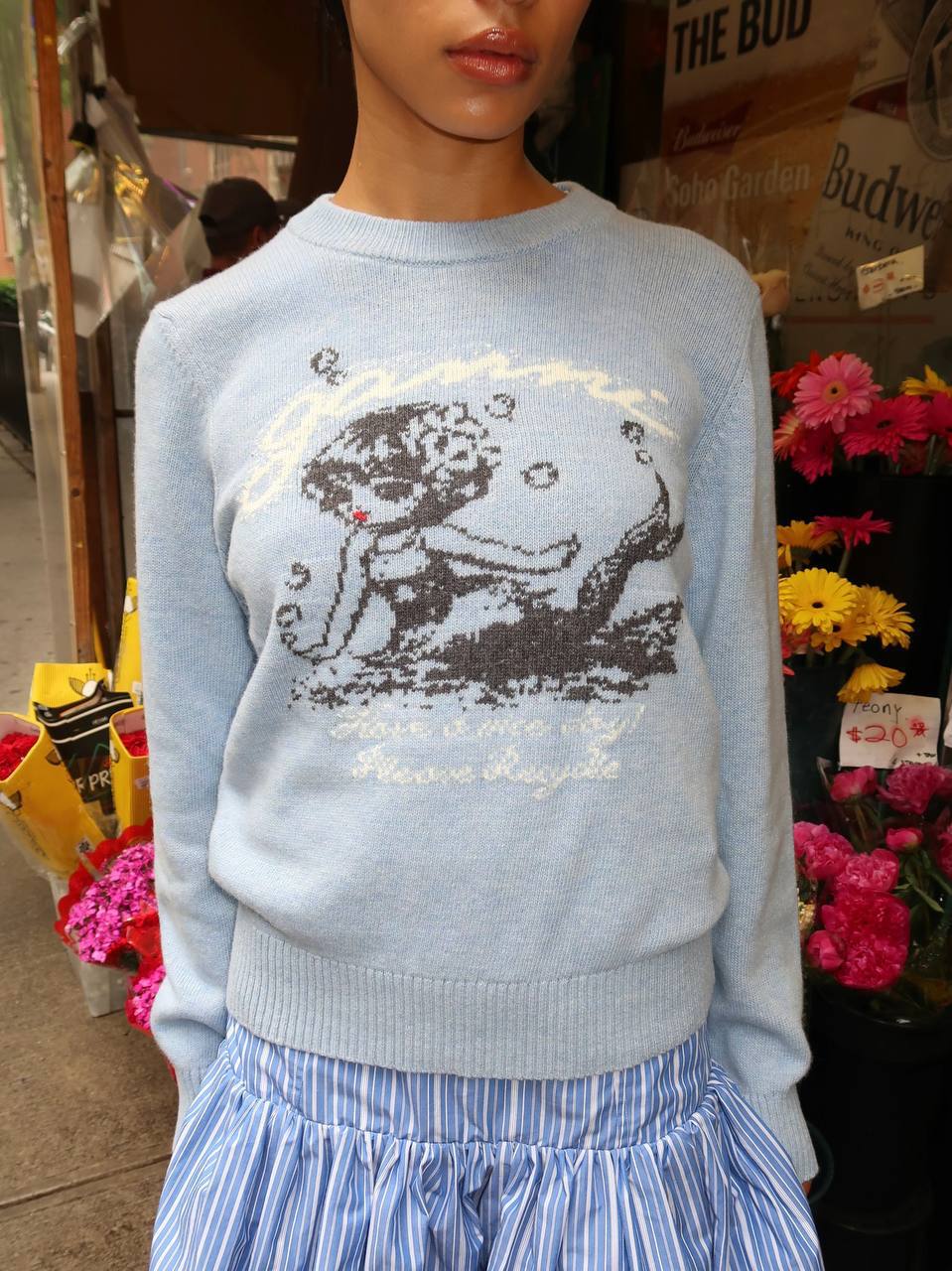 GN Blue Mermaid Graphic Wool-blend Sweater Pullover