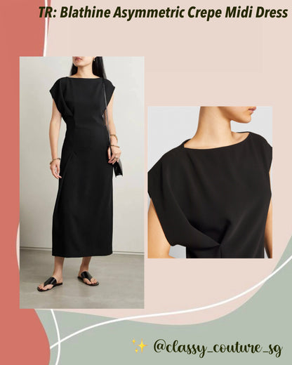 TR Blathine Asymmetric Crepe Midi Dress