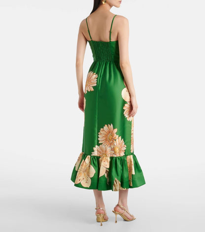 ALM Sage Printed Satin Midi Dress