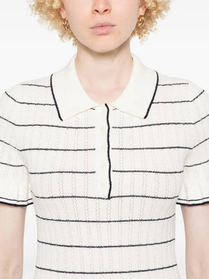 SD Striped Rib Knit Flutter Ruffle Midi Dress