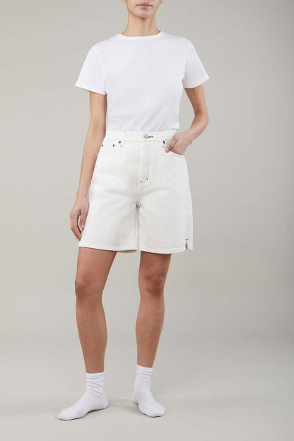 SH Lola Cotton Denim Shorts in Milk