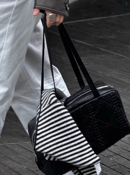 2 Colors! TR Astra Woven Bowling Goatskin Leather Shoulder Tote Bag