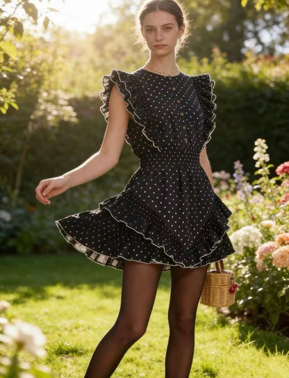 SP Black Polka Dot Frill Mini Dress