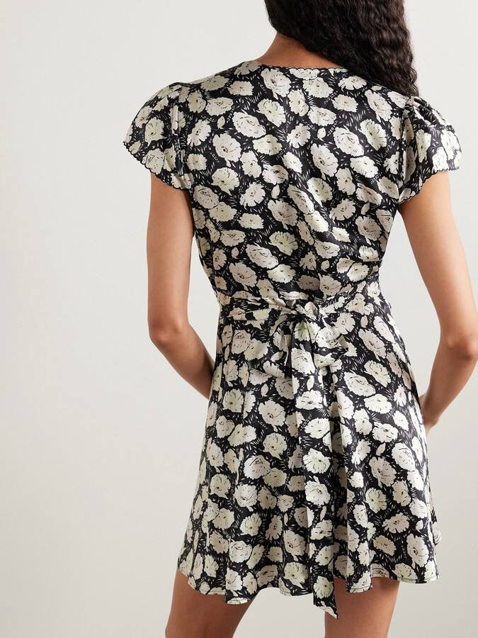 3 Colors! DN Dianne Silk-satin V-Neck Mini Dress