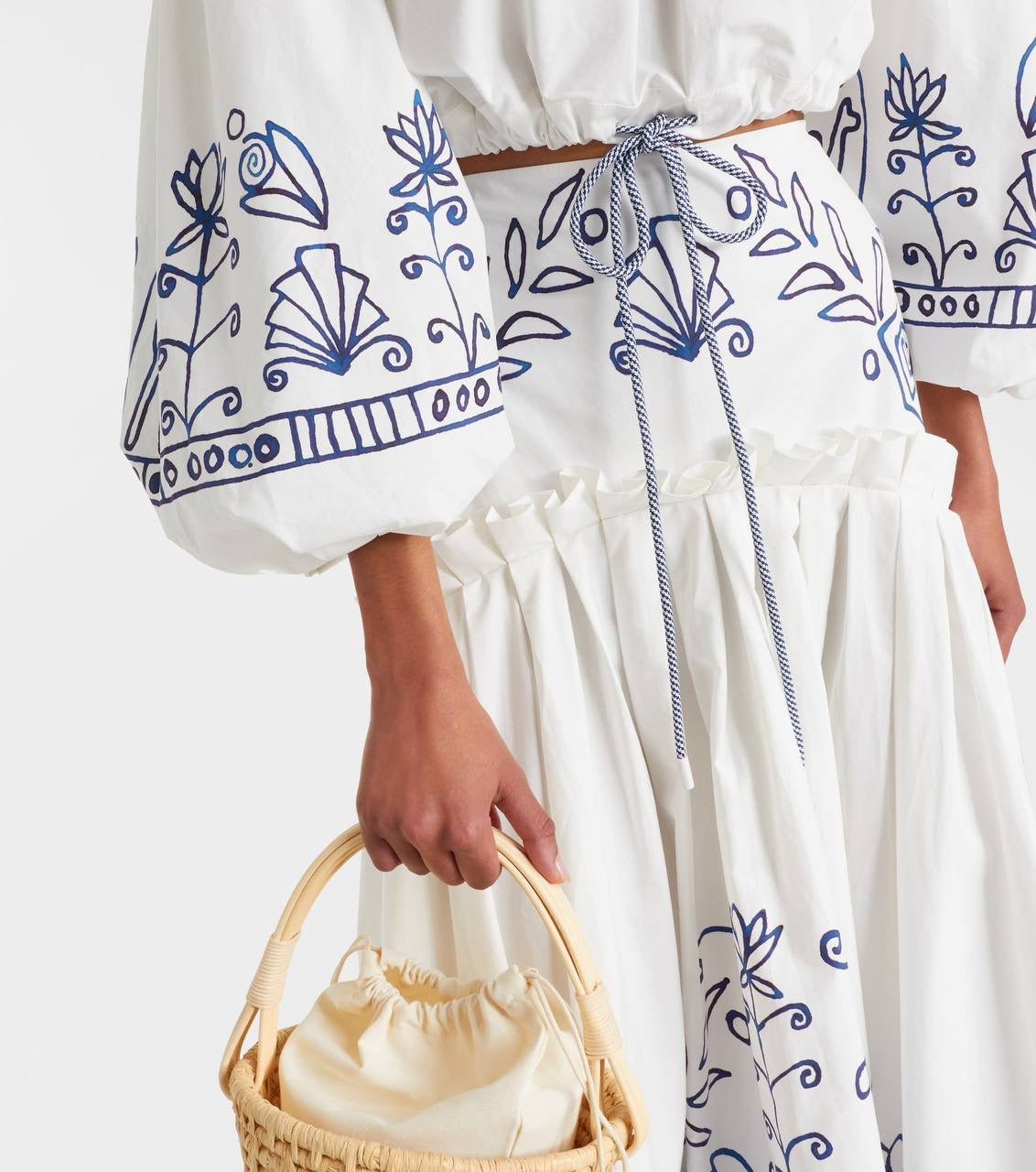 ALM Leela Printed Cotton Shirt | Midi Skirt | Set