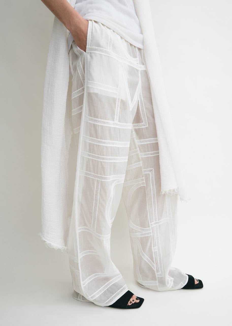 TOT Monogram Embroidered Classic Shirt | Summer PJ Bottoms Pant | Silk-Cotton Set