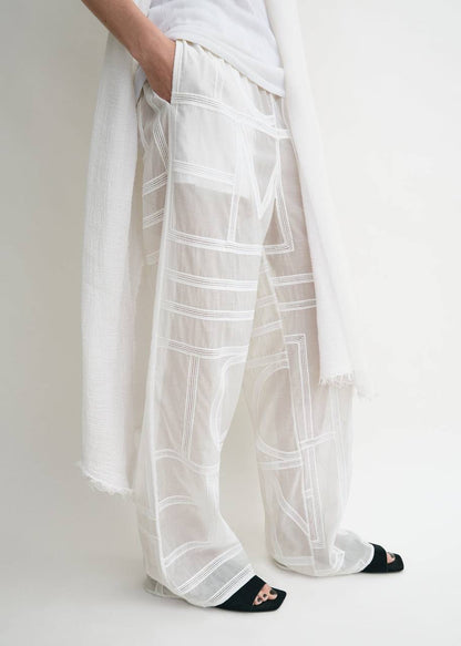 TOT Monogram Embroidered Classic Shirt | Summer PJ Bottoms Pant | Silk-Cotton Set