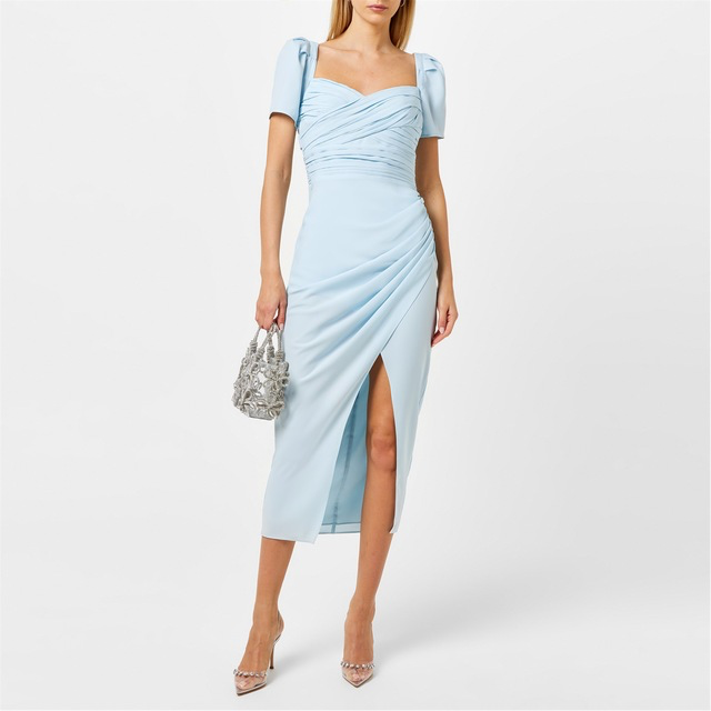 SP Blue Stretch Crepe Midi Dress