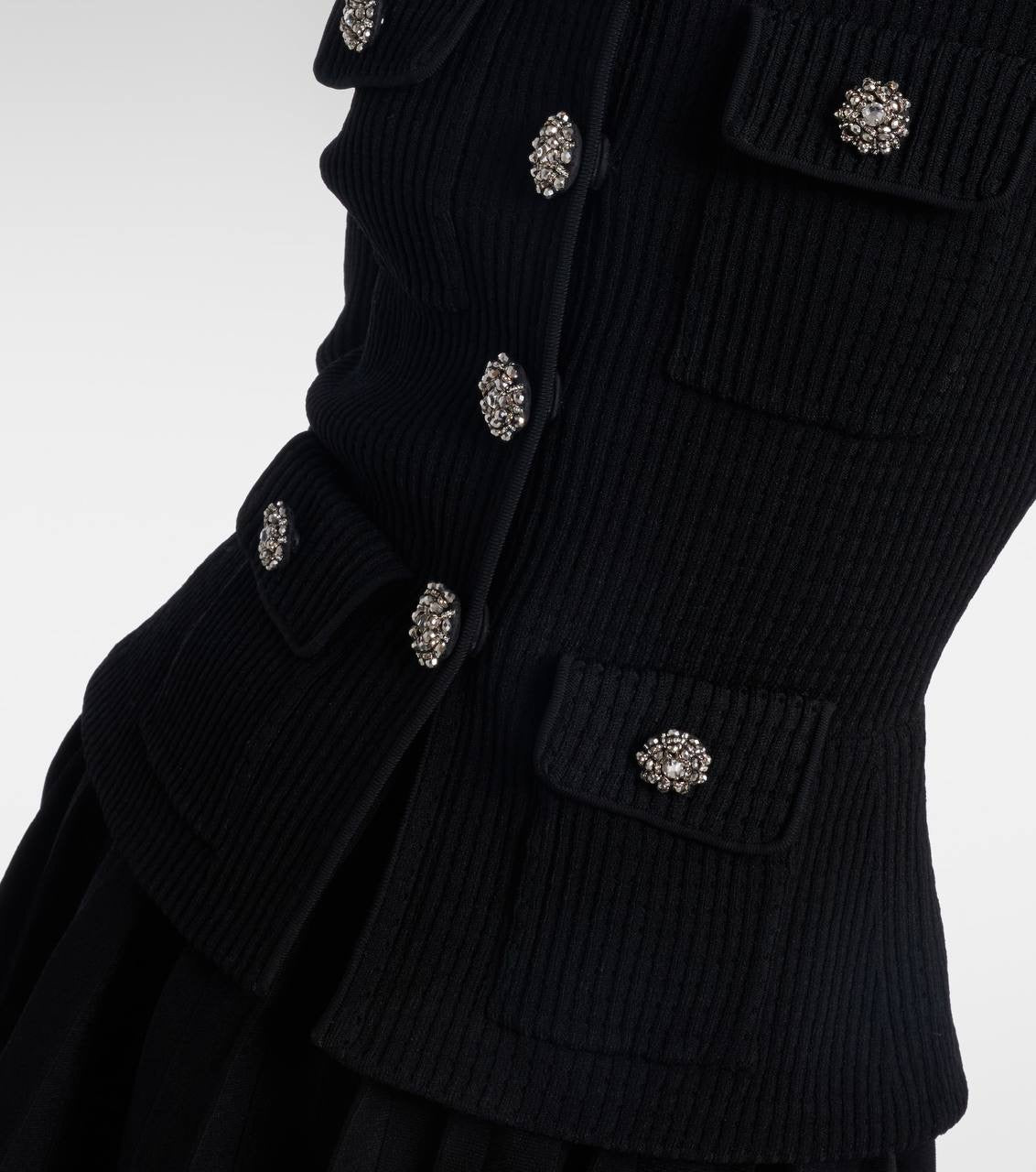 SP Black Contrast Collar Tailored Knit Mini | Midi Dress