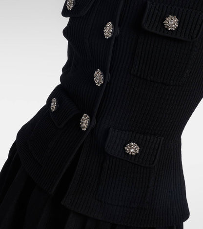 SP Black Contrast Collar Tailored Knit Mini | Midi Dress