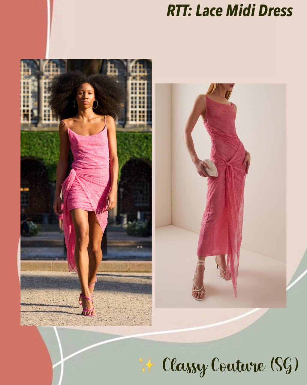 (draft, checked) RTT Ruched Lace Midi Dress