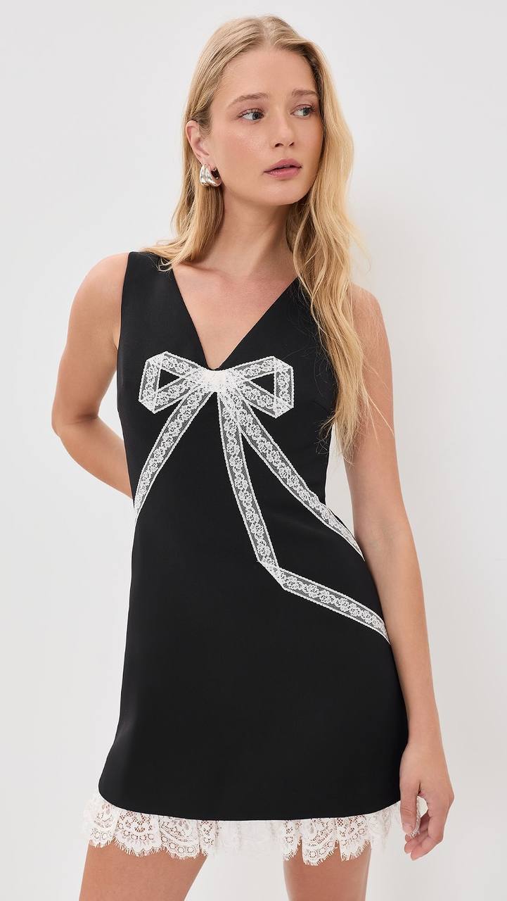 SP Crepe Lace Bow Mini Dress