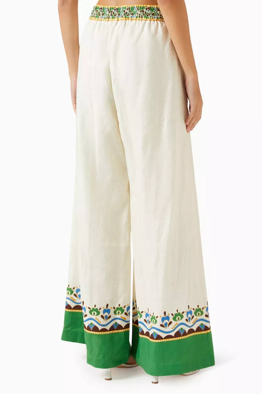 ALM Bridgette Border-print Top | Wide-leg Pants