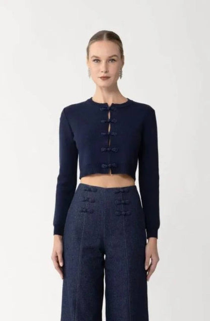SAU Demi Viscose-blend Cropped Cardigan