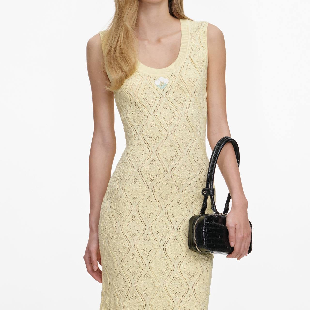 SP Yellow Pointelle Mermaid Midi Dress