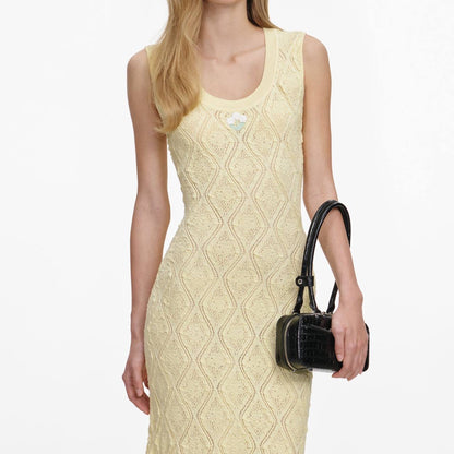 SP Yellow Pointelle Mermaid Midi Dress