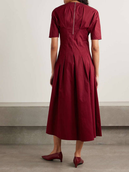 PS Ainsley Pleated Brushed Cotton Blend Twill Midi Dress