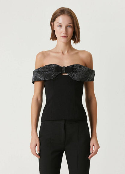 SP Off-The-Shoulder Bow Crepe Midi Dress | Mini Dress | Top
