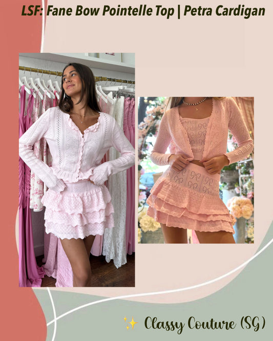 LSF Fane Bow Pointelle Top | Baudin Mini Skirt | Petra Cardigan | Set