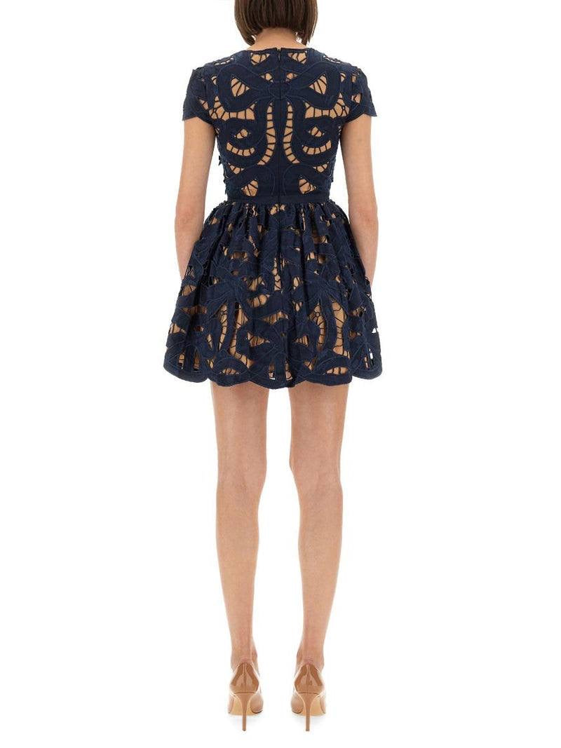 SP Navy Bow Embroidered Mini Dress