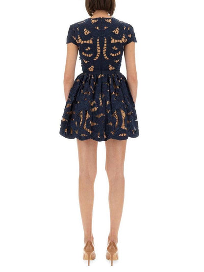SP Navy Bow Embroidered Mini Dress