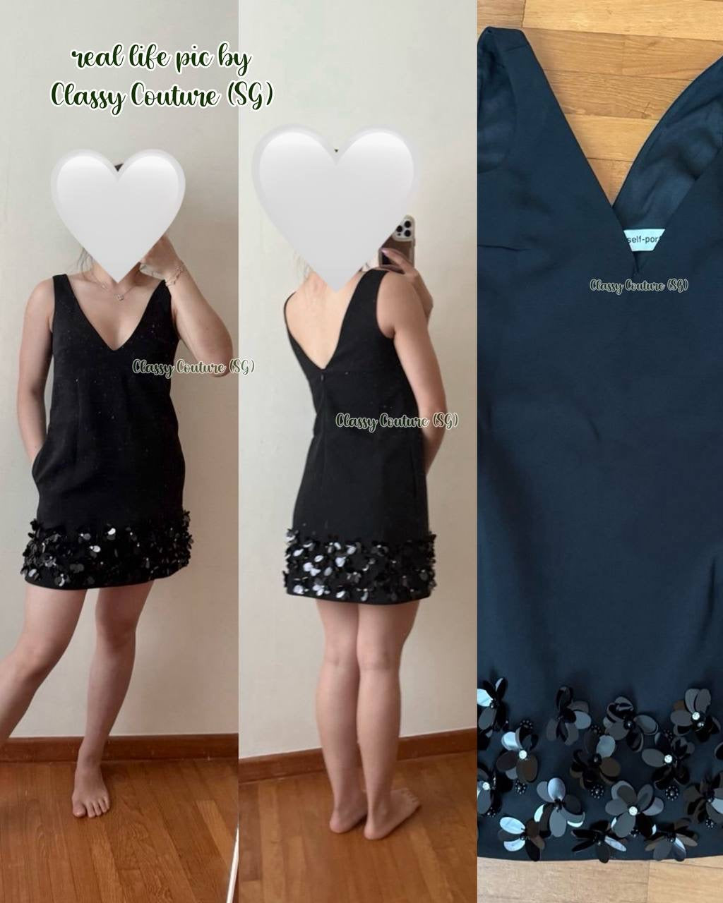 SP Black & Cream Crepe 3D Sequin Mini Dress