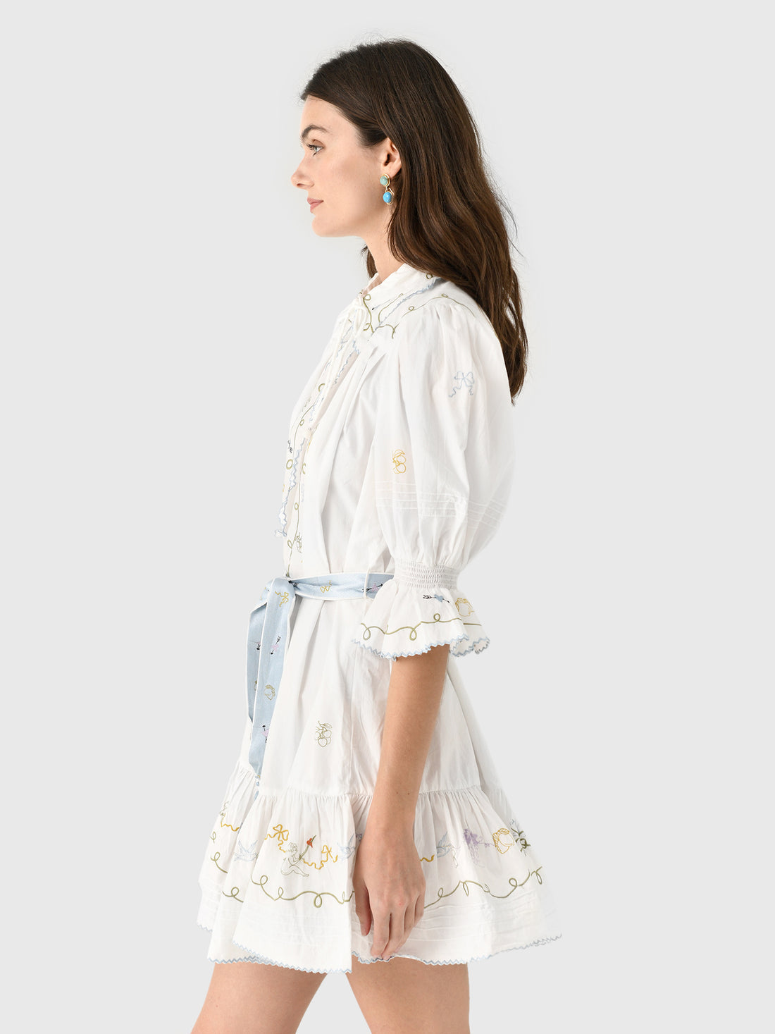 ALM Giulia Embroidered Cotton Mini Dress