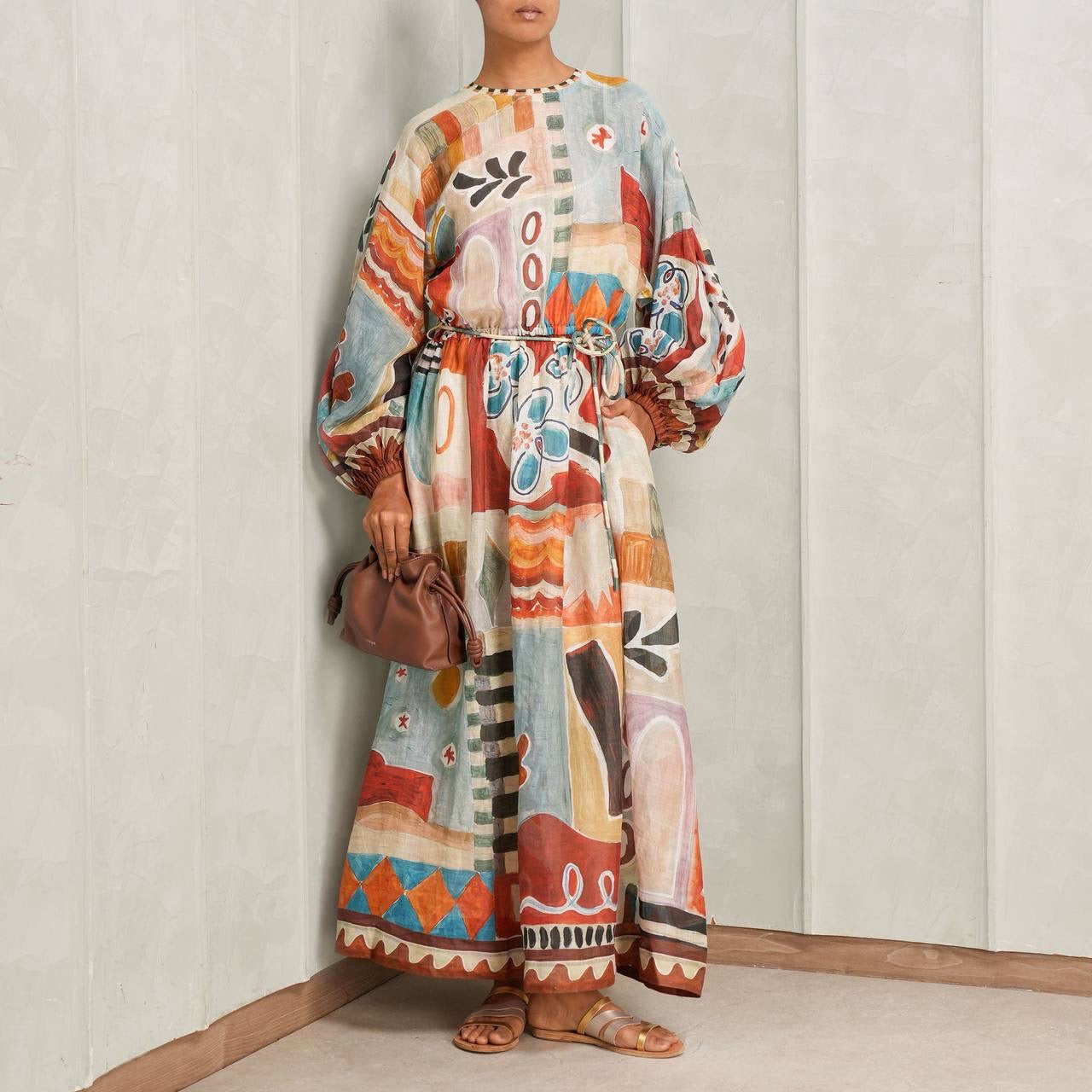 ALM Michelle Printed Ramie Midi Dress