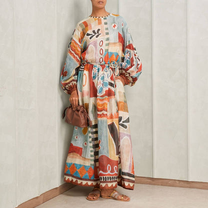 ALM Michelle Printed Ramie Midi Dress