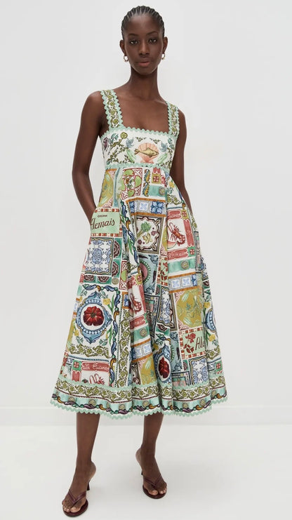 ALM Tommasina Cotton Summer Midi Dress Sundress