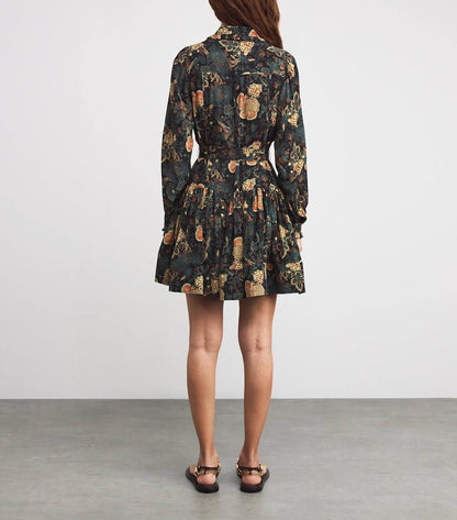 UJ Simona Silk Printed Long Sleeve Mini Dress