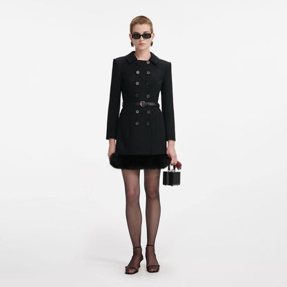 SP Black Wool Double Breasted Mini Dress