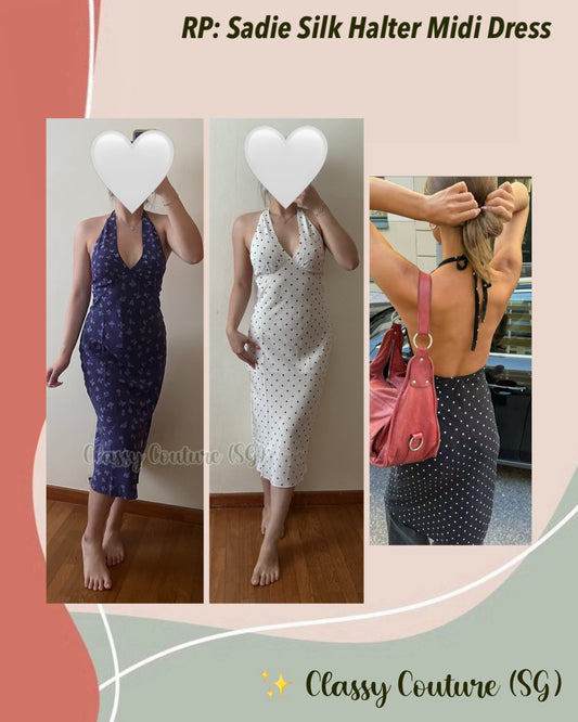 3 Colors! RP Sadie Silk Halter Midi Dress