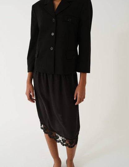 Darling Silk Slip Lace-trim Midi Skirt