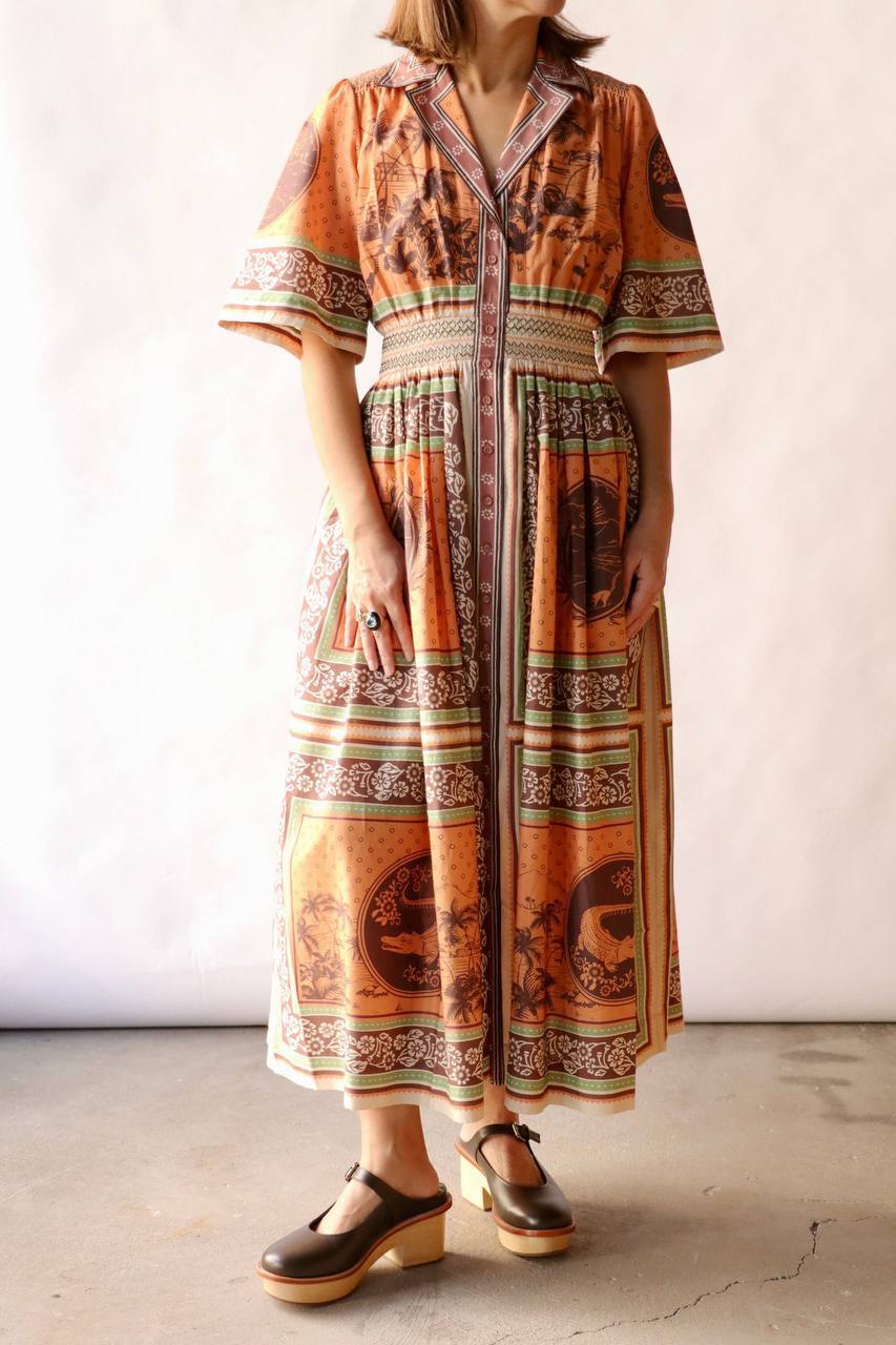 ALM Alberta Smocked Maxi Shirtdress