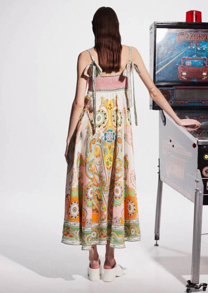 ALM Pinball Linen Midi Sundress Dress