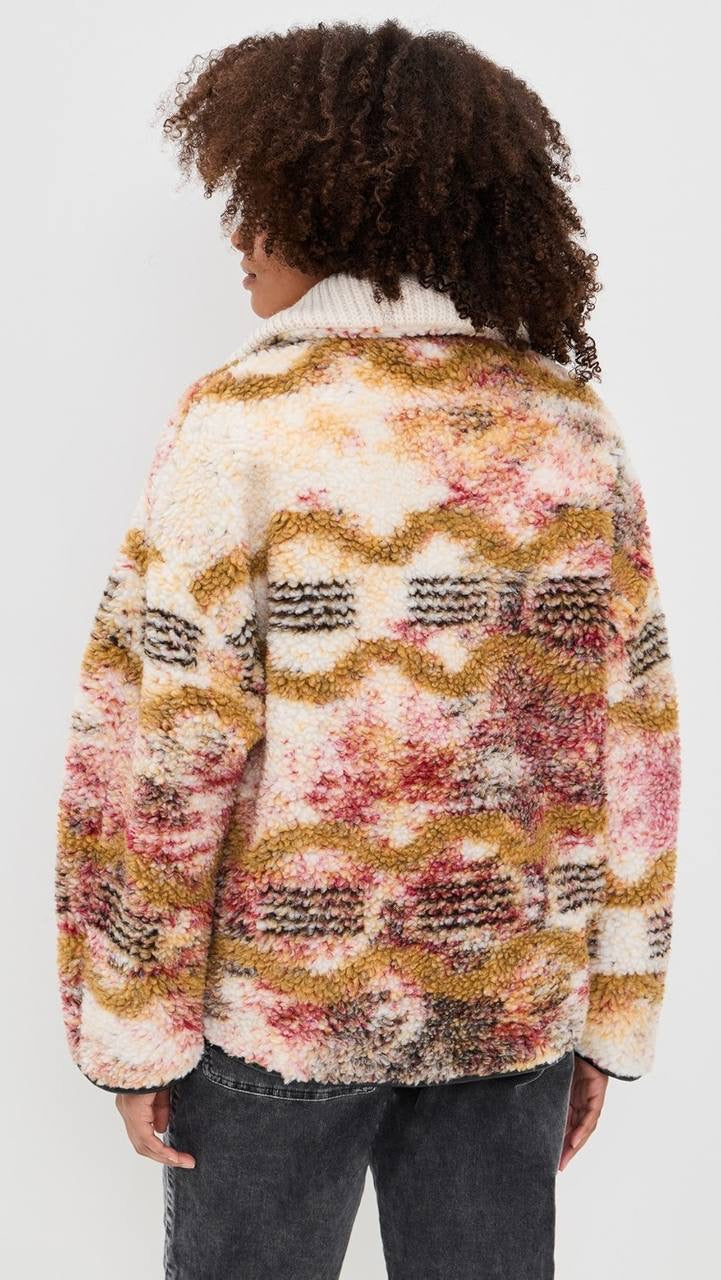 IM Marner Patterned Wool-blend Fleece Quarter-zip Pullover Coat