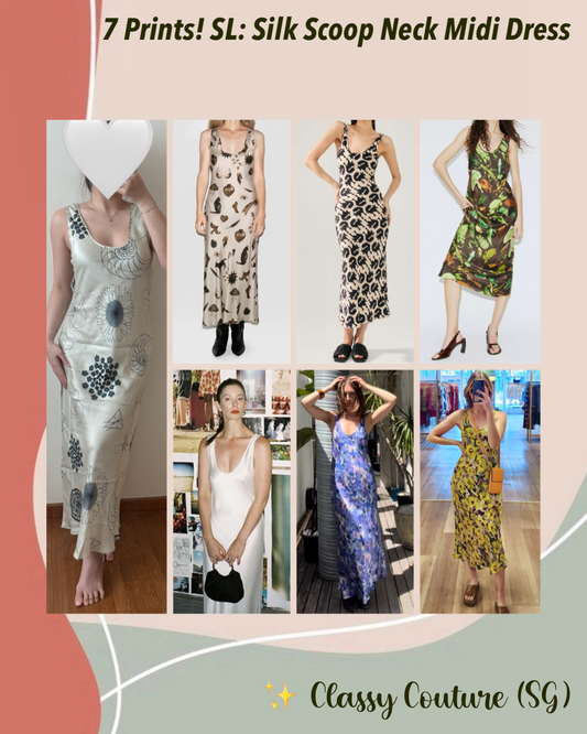 7 Prints! SL Silk Scoop Neck Midi Dress