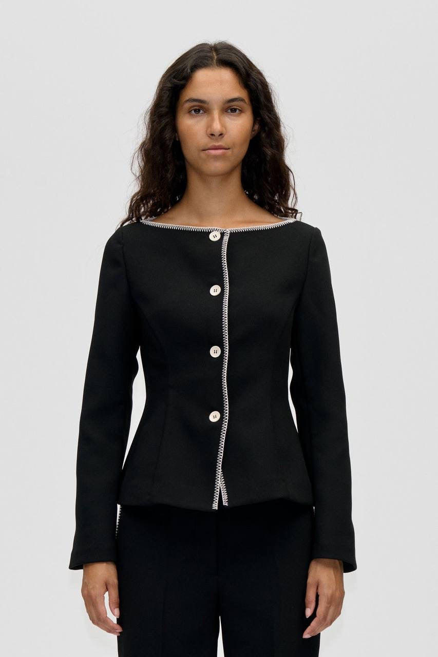 SG Boat Neckline Tailored Jacket | Long Vest Mini Dress | Mid-rise Ankle Pants | Set