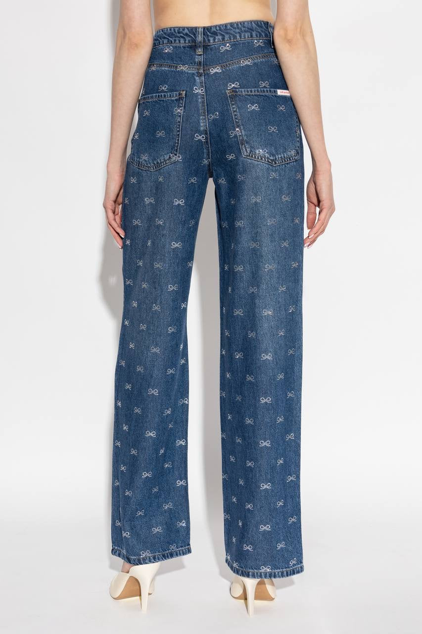 SP Lightweight Diamante Bow-embellished Denim Jeans in Classic Blue Wash