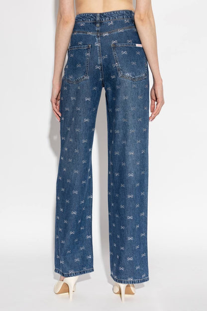 SP Lightweight Diamante Bow-embellished Denim Jeans in Classic Blue Wash