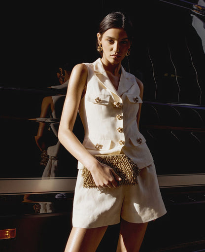 SP Cream Linen Tailored Playsuit