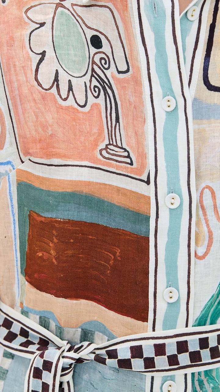 ALM Michelle Linen Mini Shirt Dress