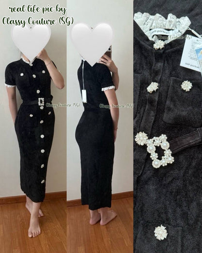 SP Black Chenille Knit Midi Dress